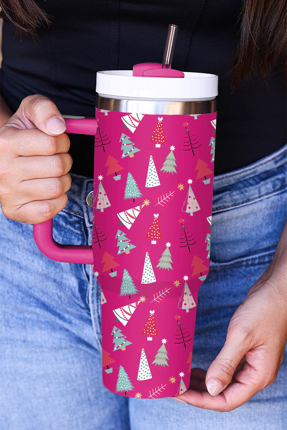 Cartoon Christmas Tree Printed 40oz Travel Tumbler