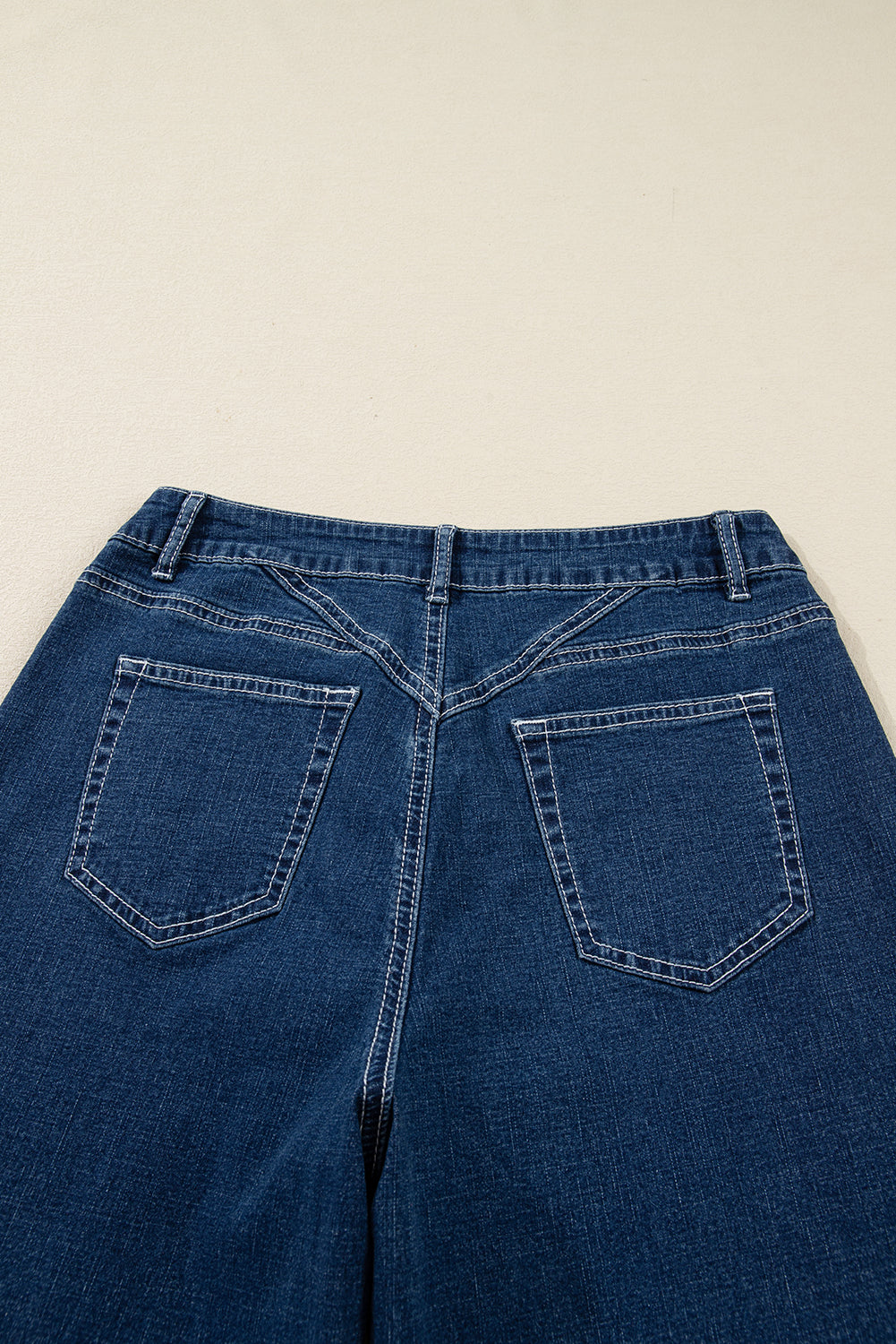High Waist Flared Jeans with Stitched Pocket Detail