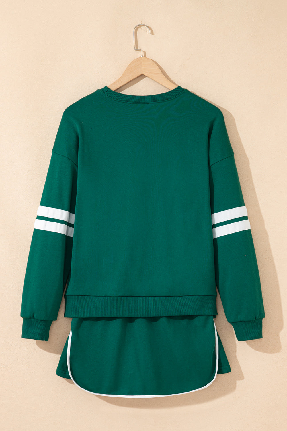 Varsity Stripe Pullover and Mini Skirt Two Piece Set