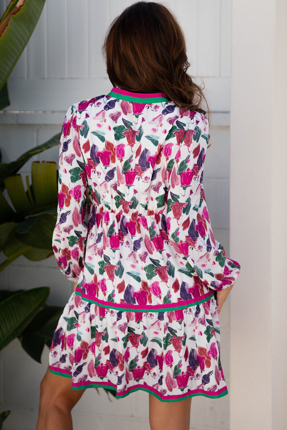 Street Style Floral Print Long Sleeve Mini Dress