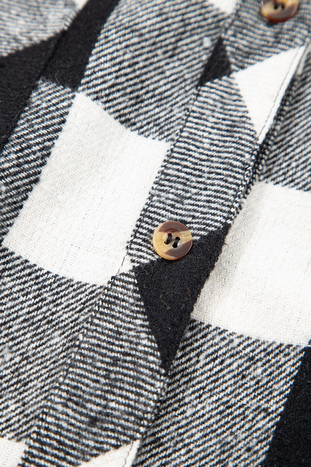 Casual Plaid Hoodie Drawstring Button Shacket