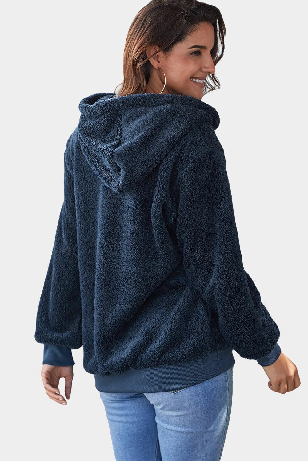 Cozy Furry Sherpa Pullover Hoodie Sweatshirt