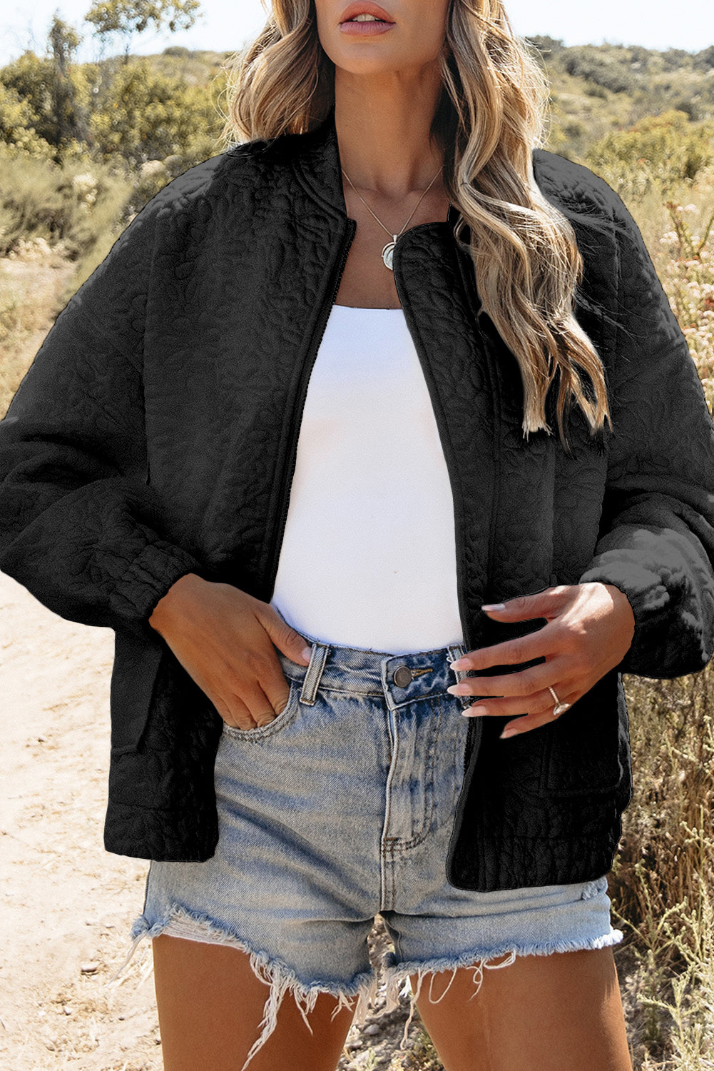 Jungle Green Floral Quilted Jacket