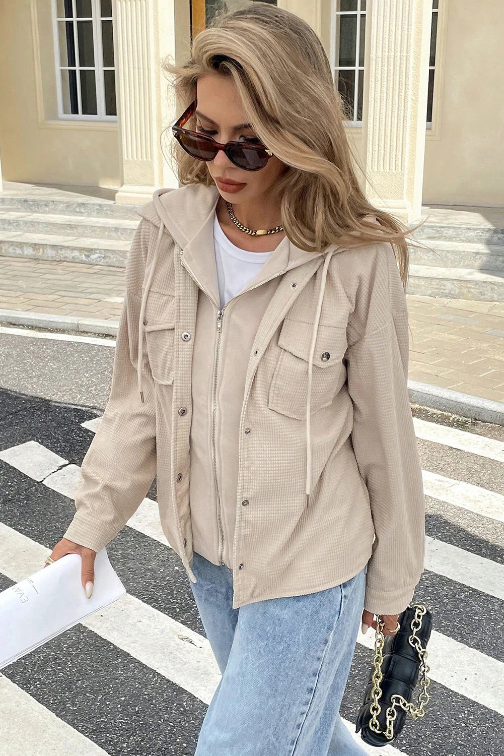 2 in 1 Thermal Knit Textured Hooded Jacket