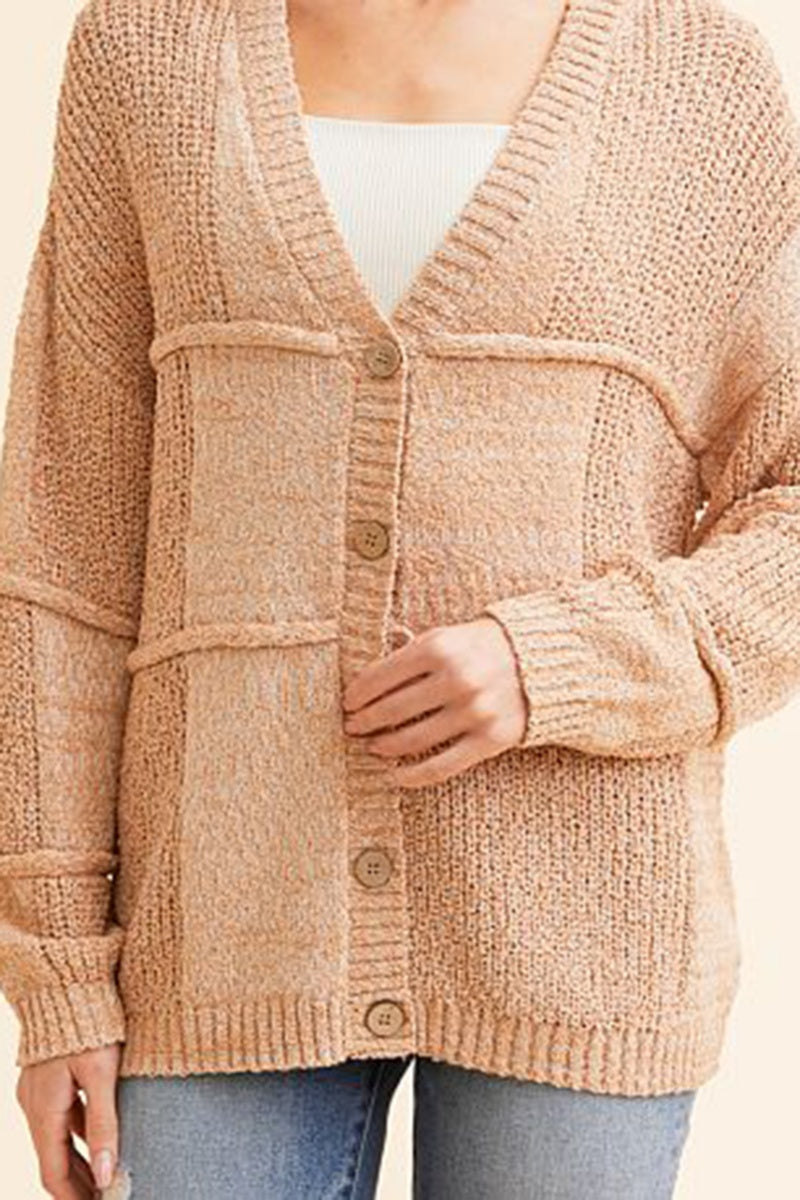 Oversized Marled Knit Cardigan Button Down Sweater
