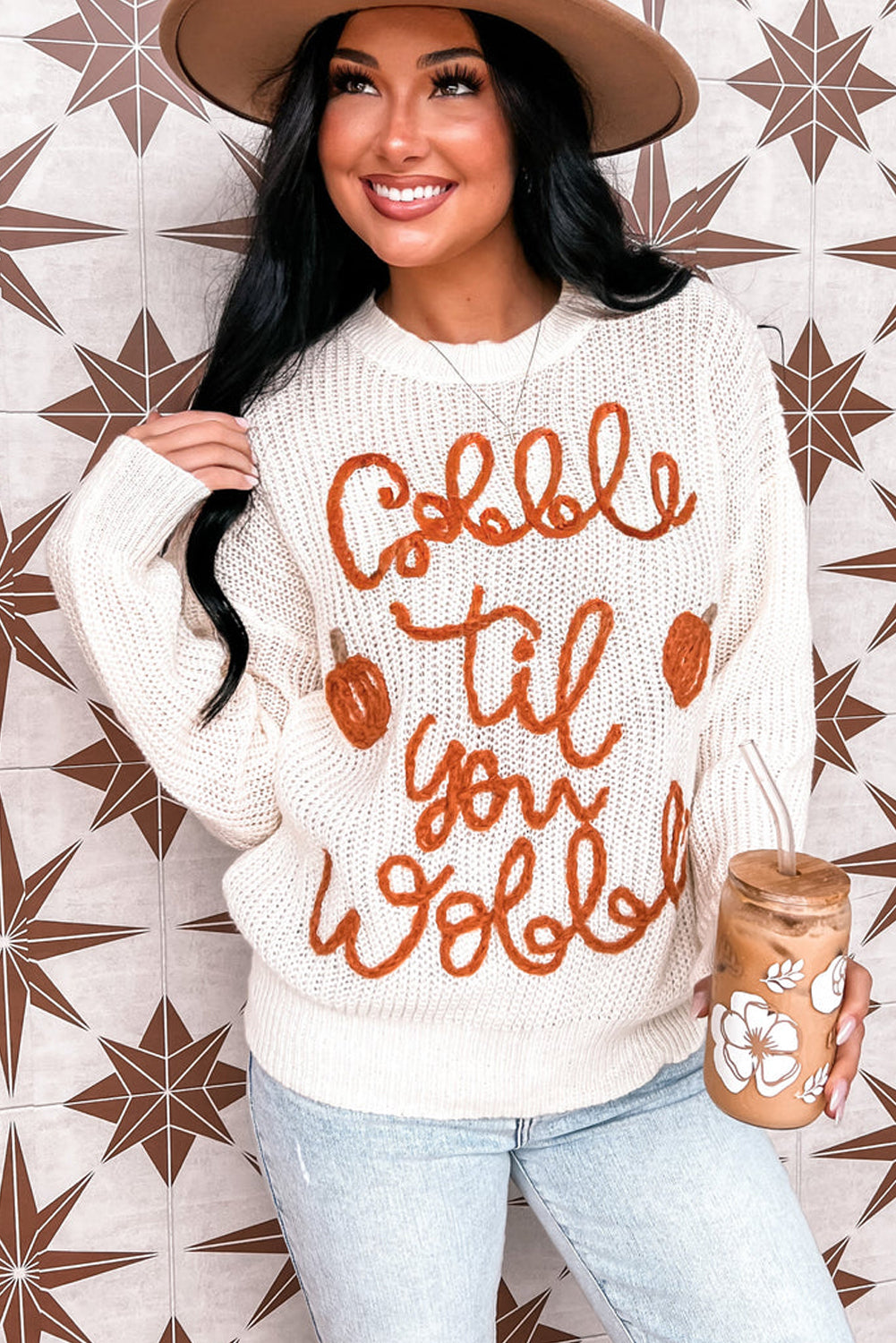 White Gobble Til You Wobble Pop Up Sweater