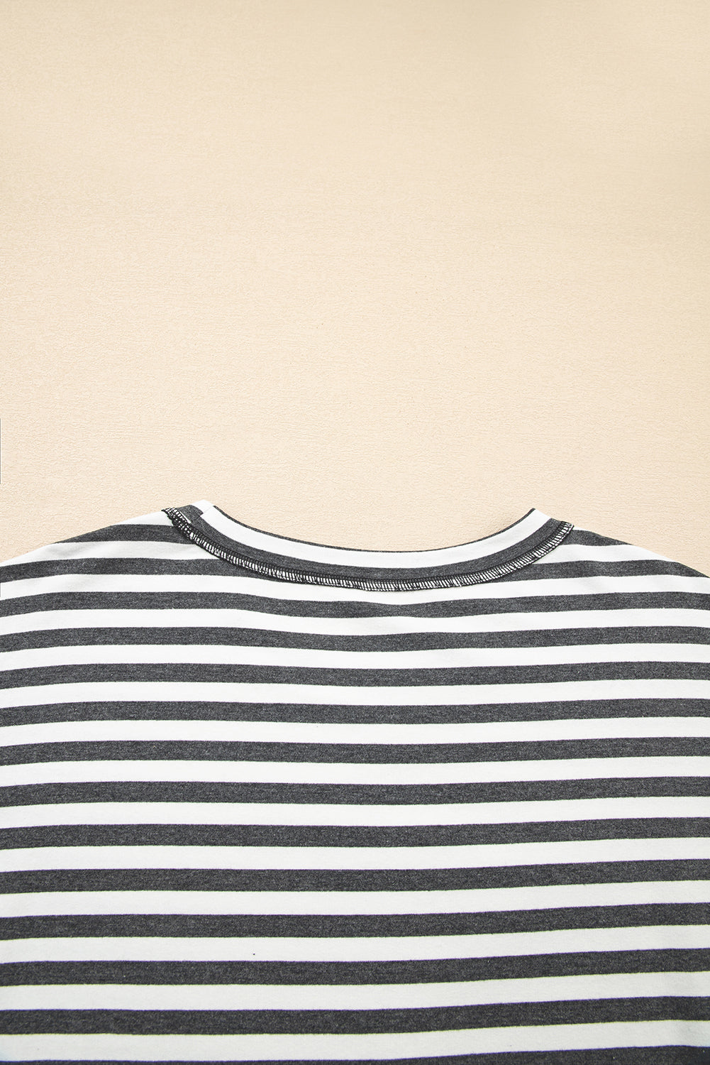 Gray Stripe Knit Top with Star Patch Detail