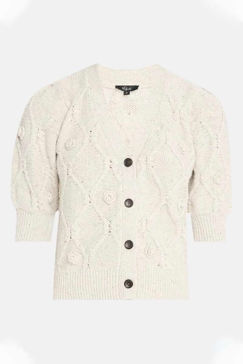 Womens Textured Crochet Button Up Knit Cardigan