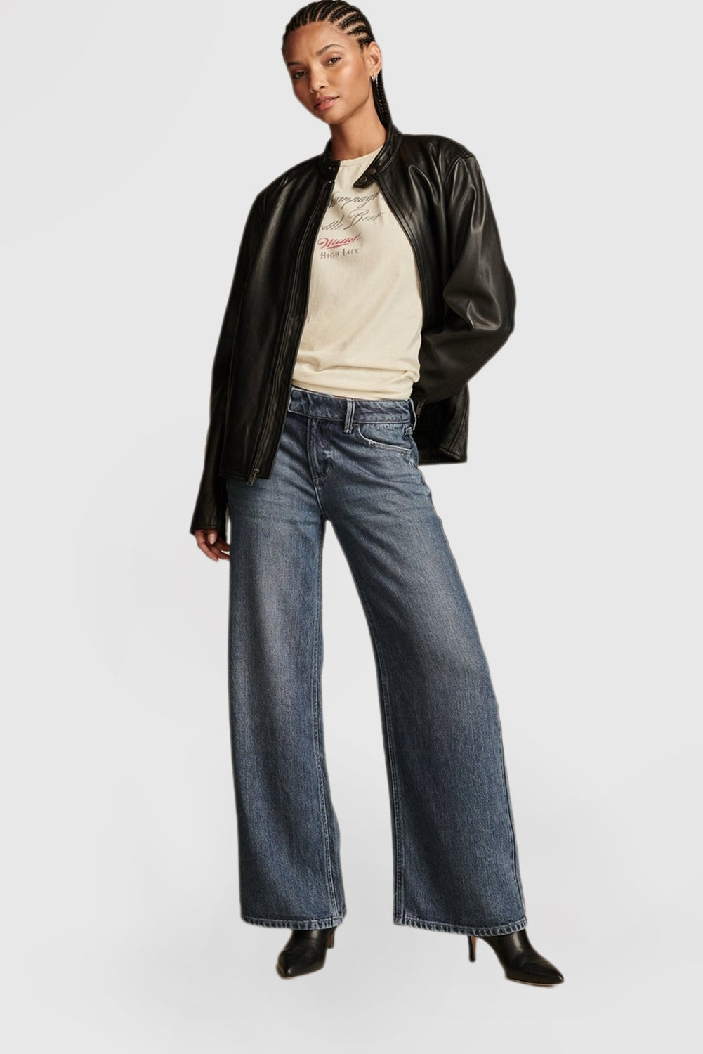 Wide-Leg Liquid Denim Luxe Palazzo Pants