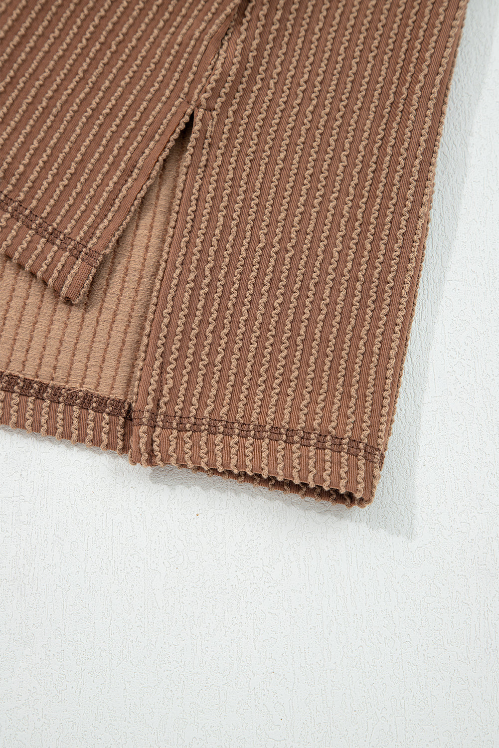 Twist Ribbed Exposed Seam Detail Long Sleeve Loose Top