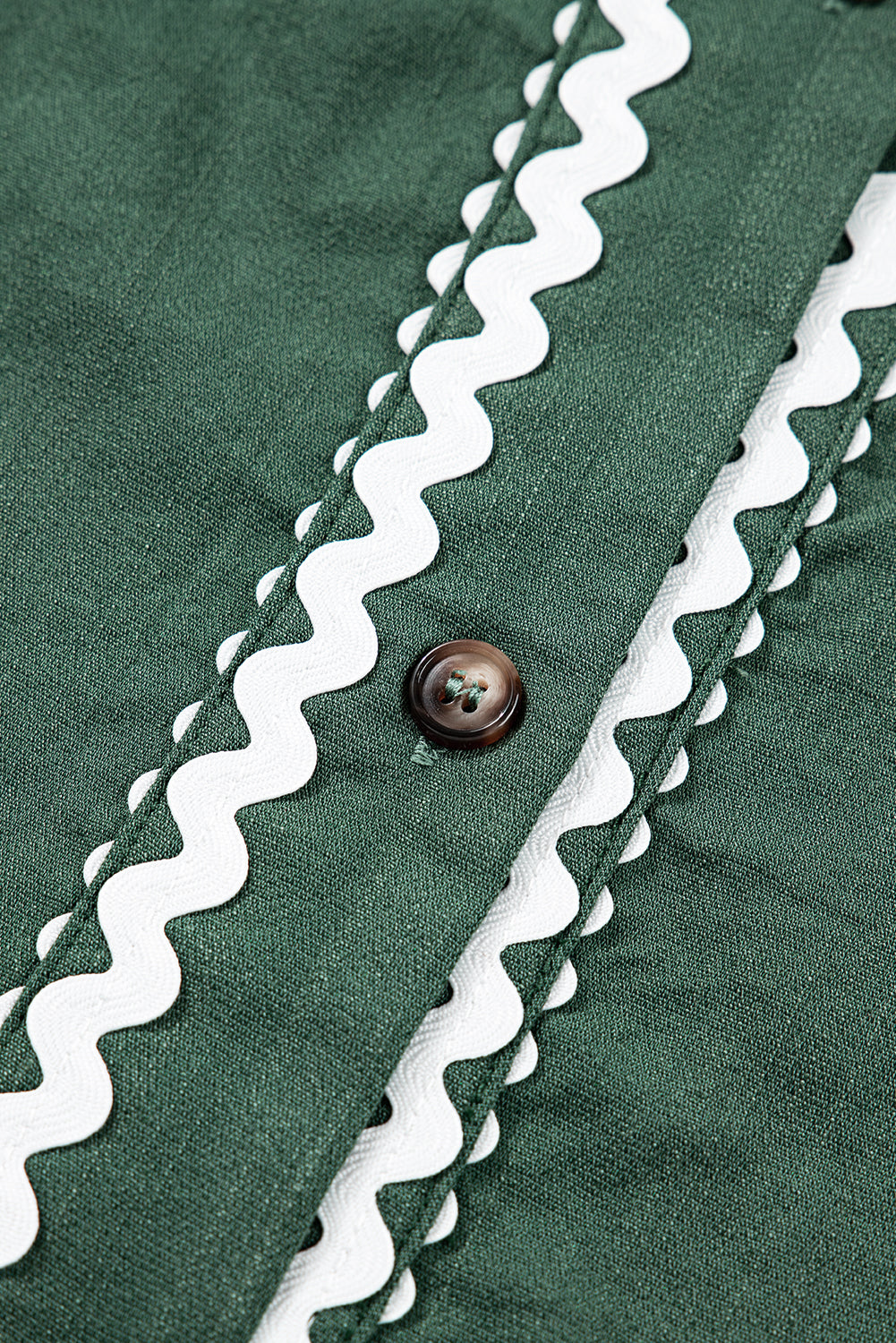 Contrast Ricrac Trim V Neck Button Shift Dress