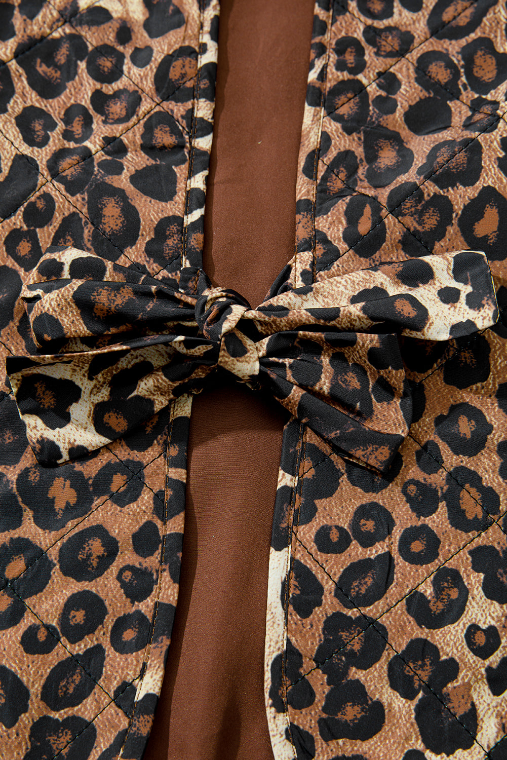 Leopard Quilted Tie Front Jacket for Women