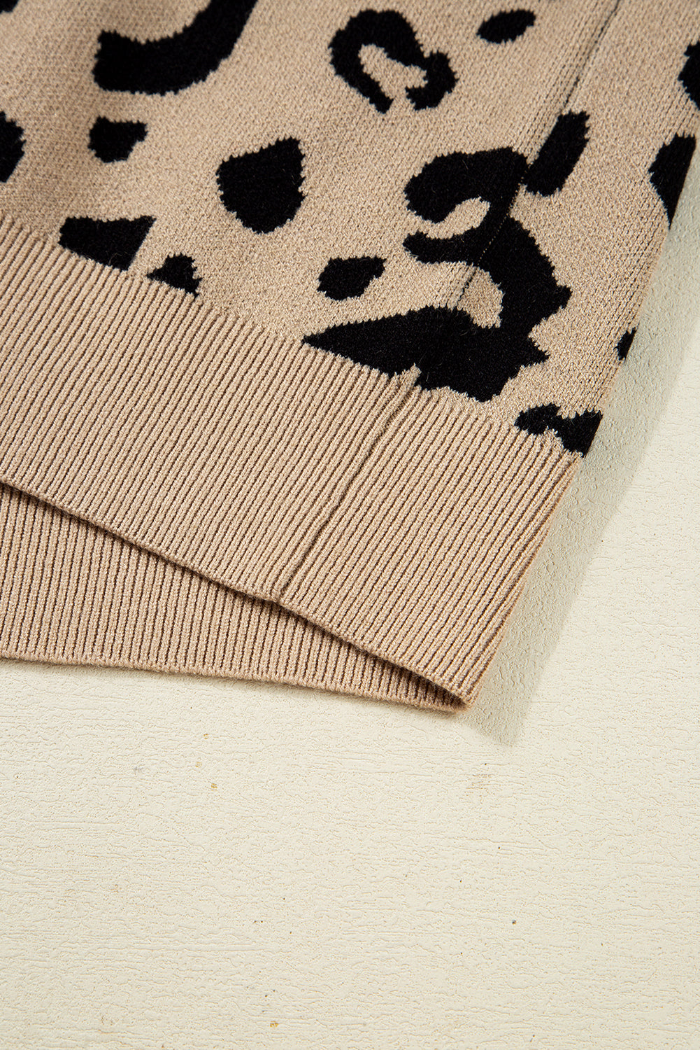 Leopard Print Lace Detail Long Sleeve Sweater