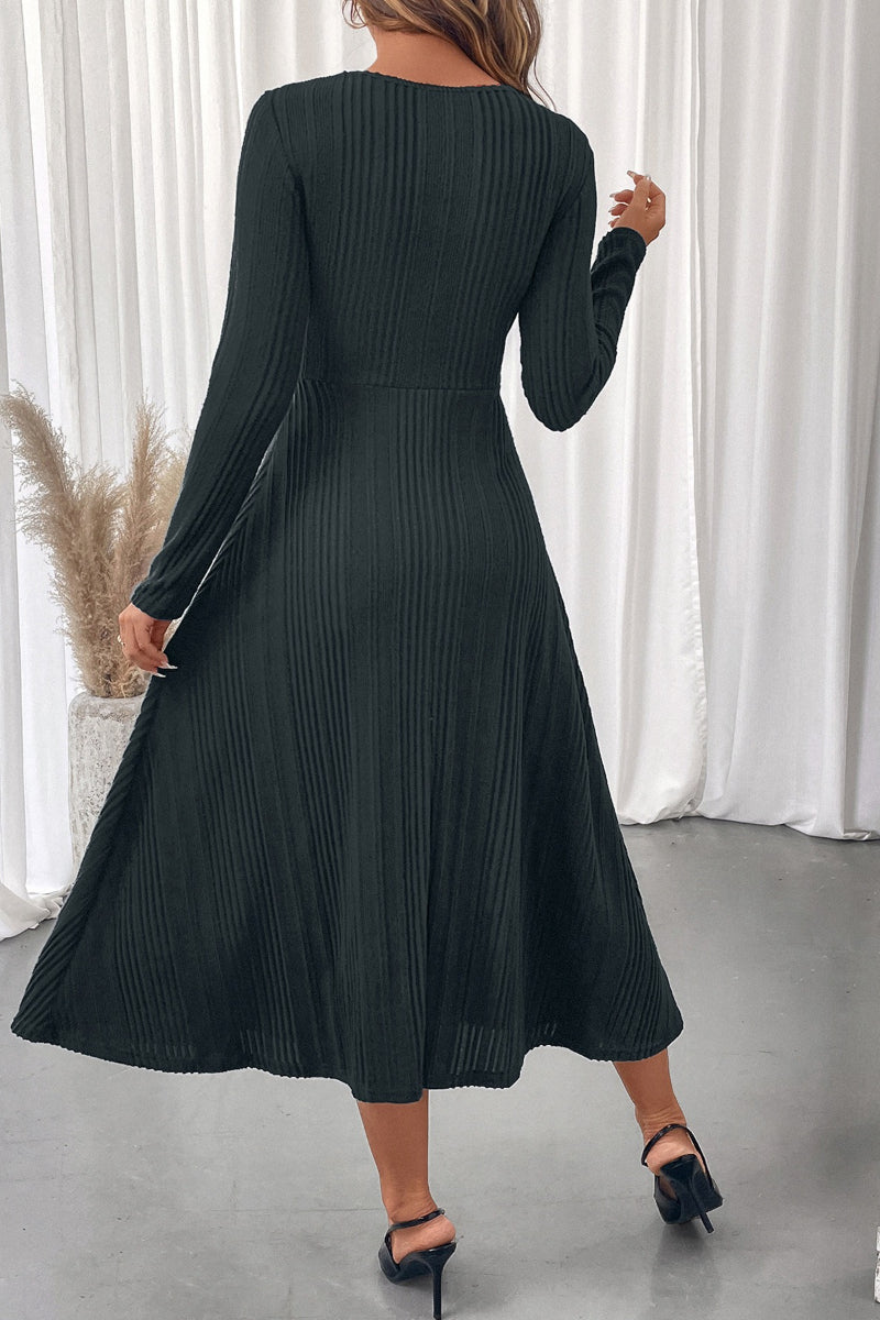 Festive Cutout Round Neck Long Sleeve Party Dress