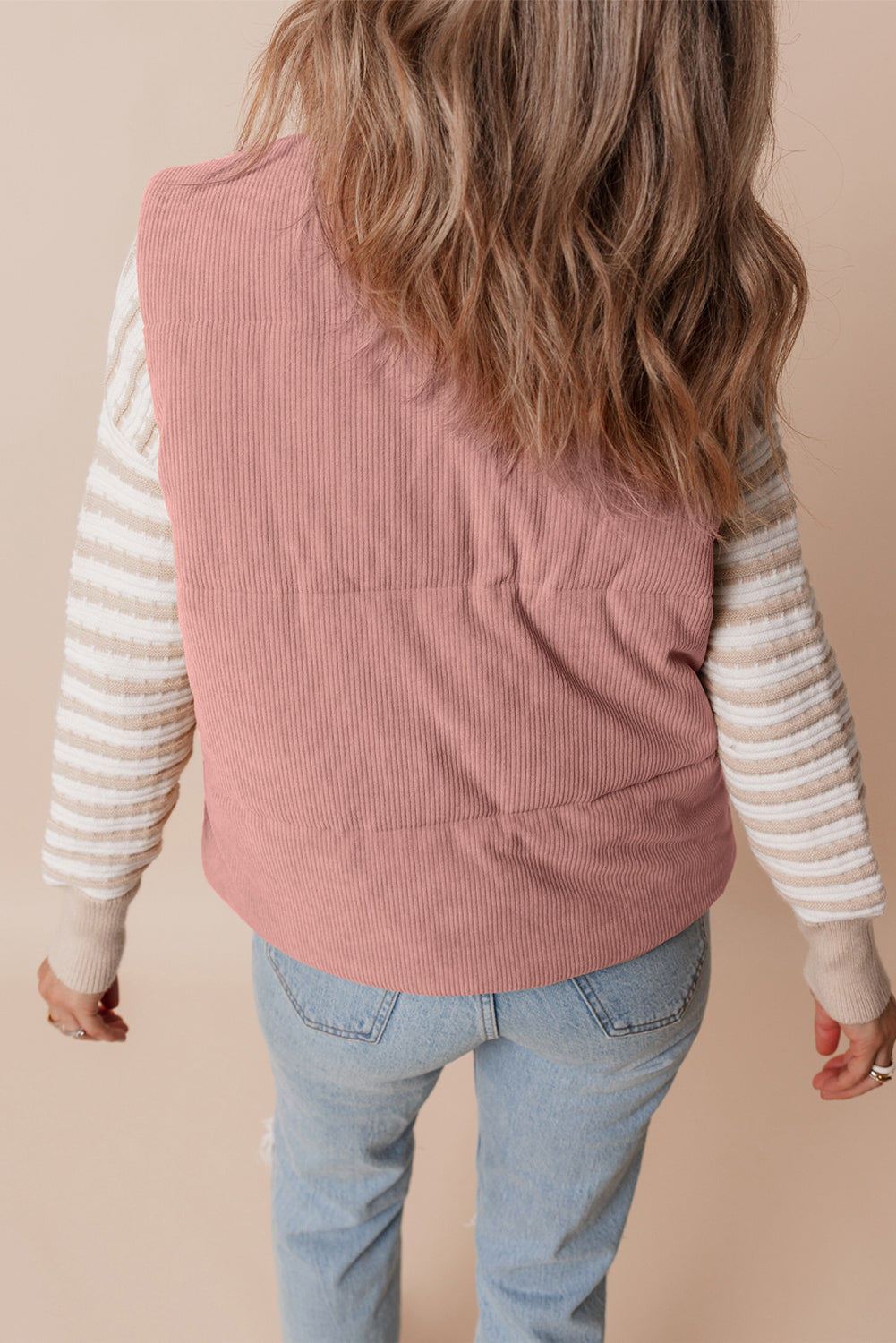 Fall Winter Corduroy Stand Neck Puffer Vest