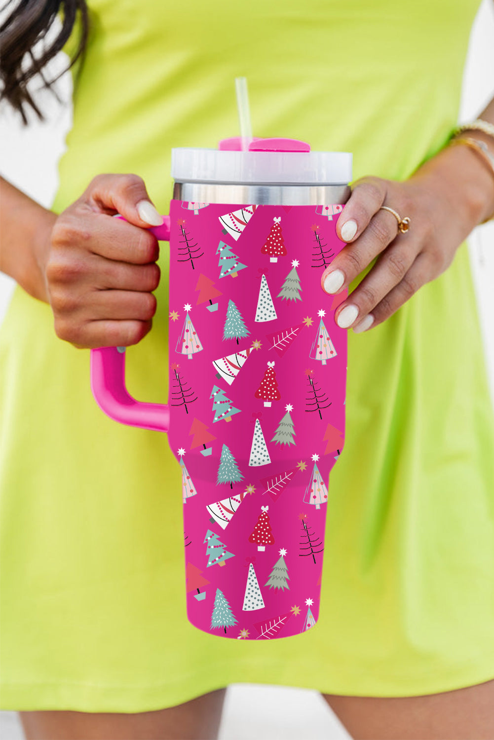 Cartoon Christmas Tree Printed 40oz Travel Tumbler