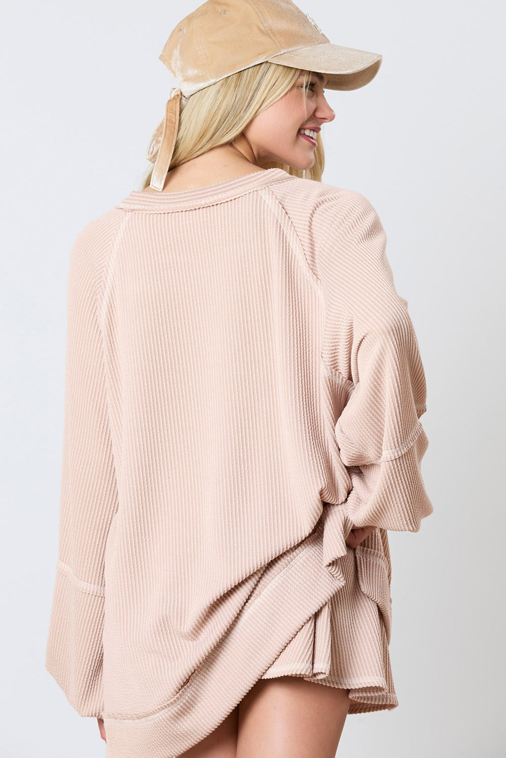 Corded Lantern Sleeve Top High Waist Ruffled Skirt Set