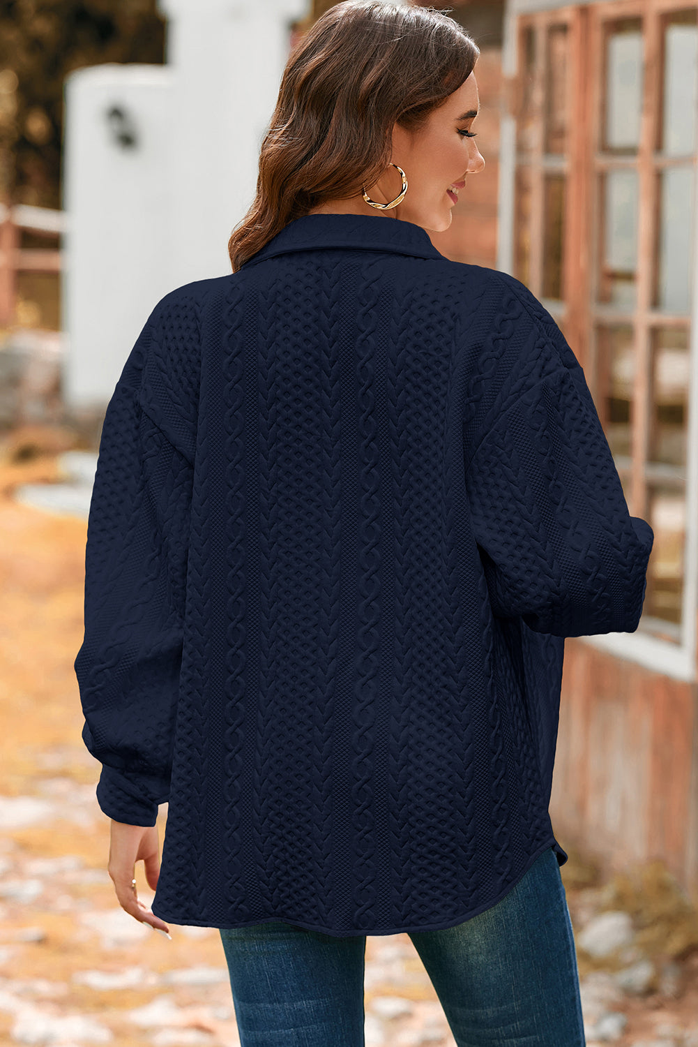 Cable Knit Oversized Shacket for Fall Layering