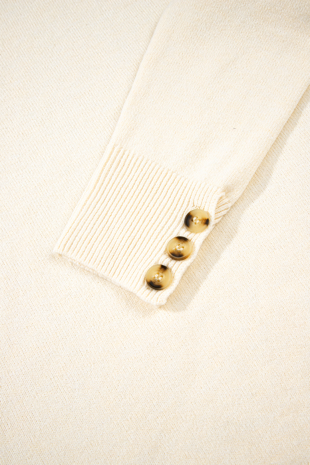 Buttoned Bishop Sleeve Crew Neck Sweater