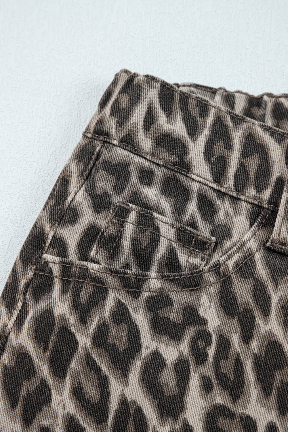 Leopard Print High Waist Wide Leg Casual Jeans