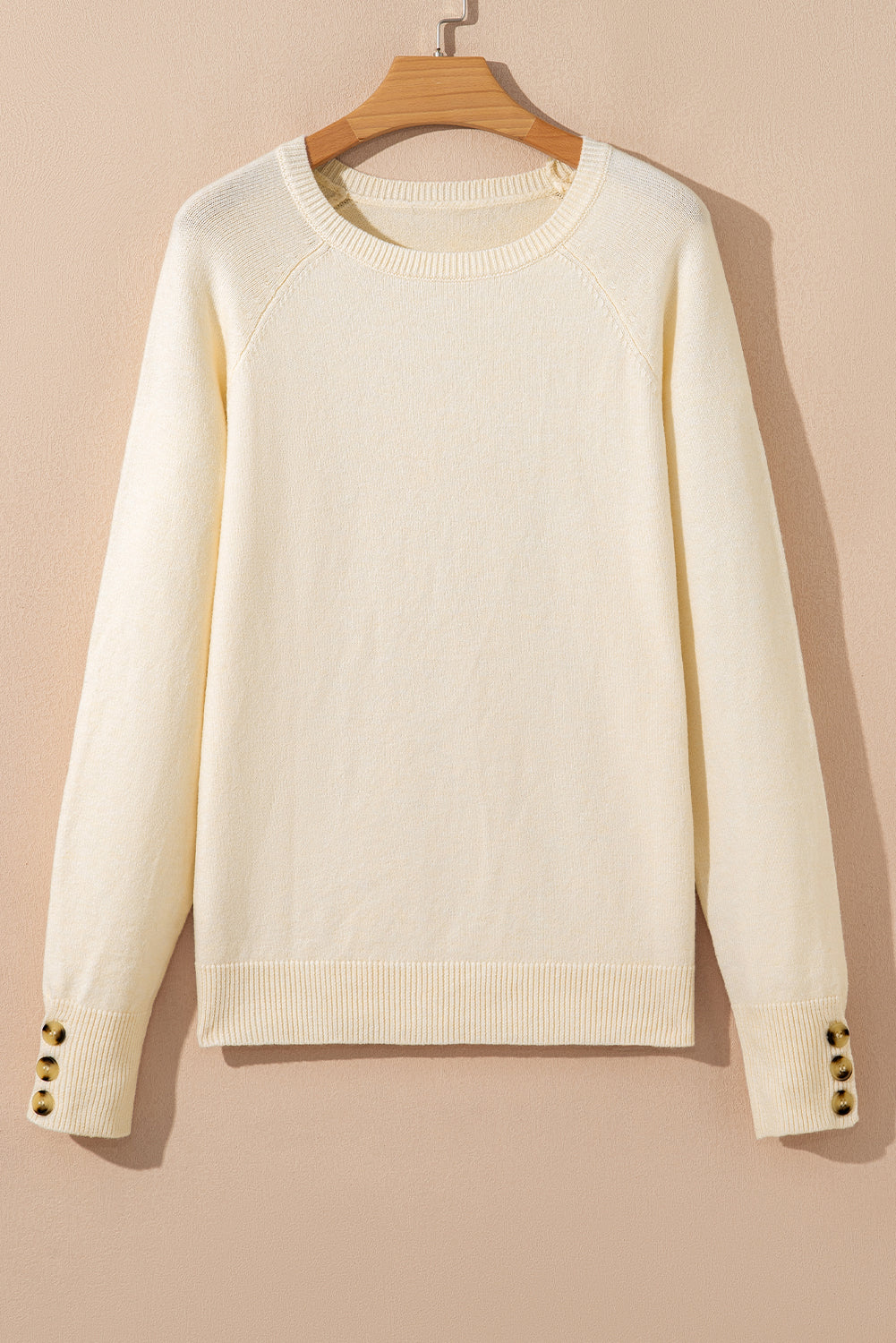Buttoned Bishop Sleeve Crew Neck Sweater