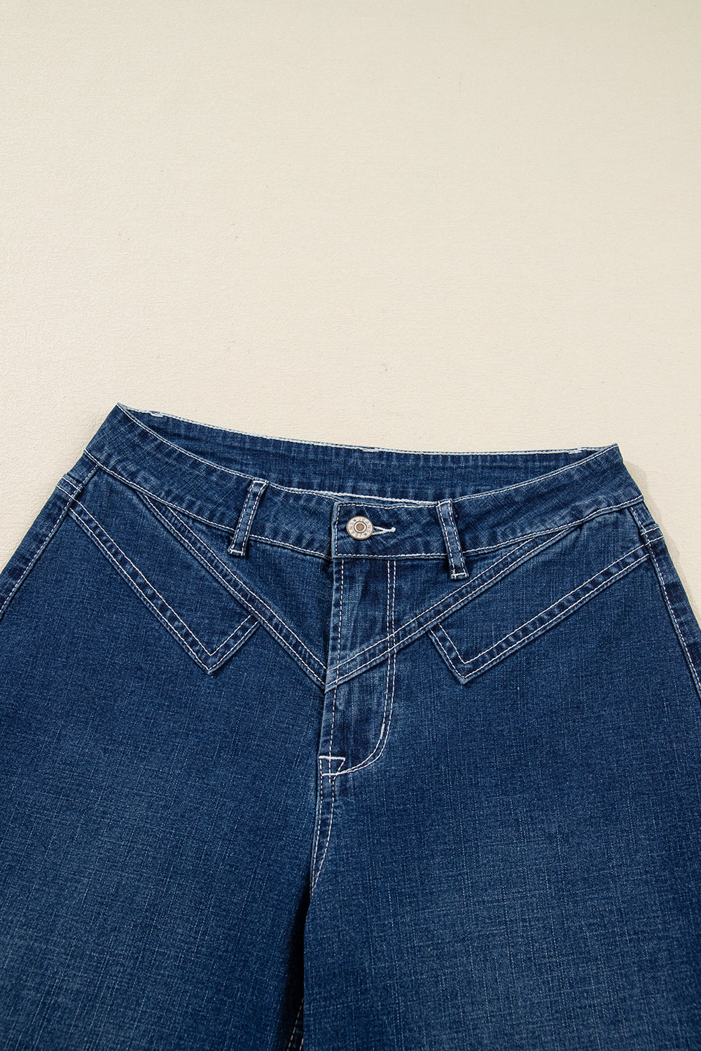 High Waist Flared Jeans with Stitched Pocket Detail