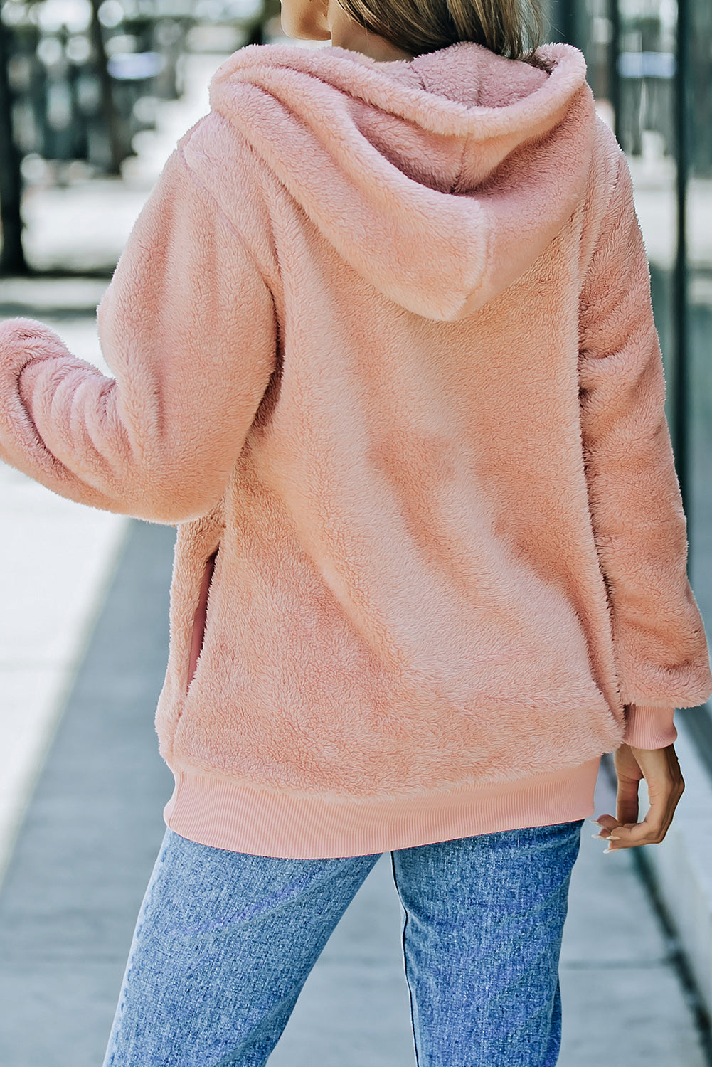 Cozy Furry Sherpa Pullover Hoodie Sweatshirt