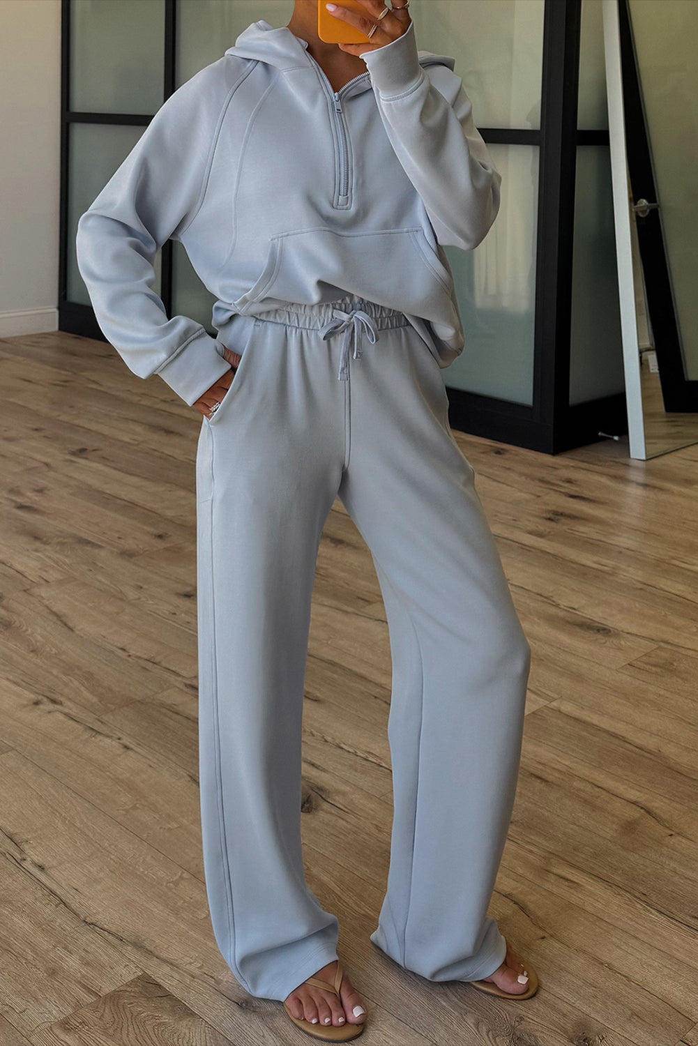 Activewear Half Zip Hoodie and Workout Pants Set