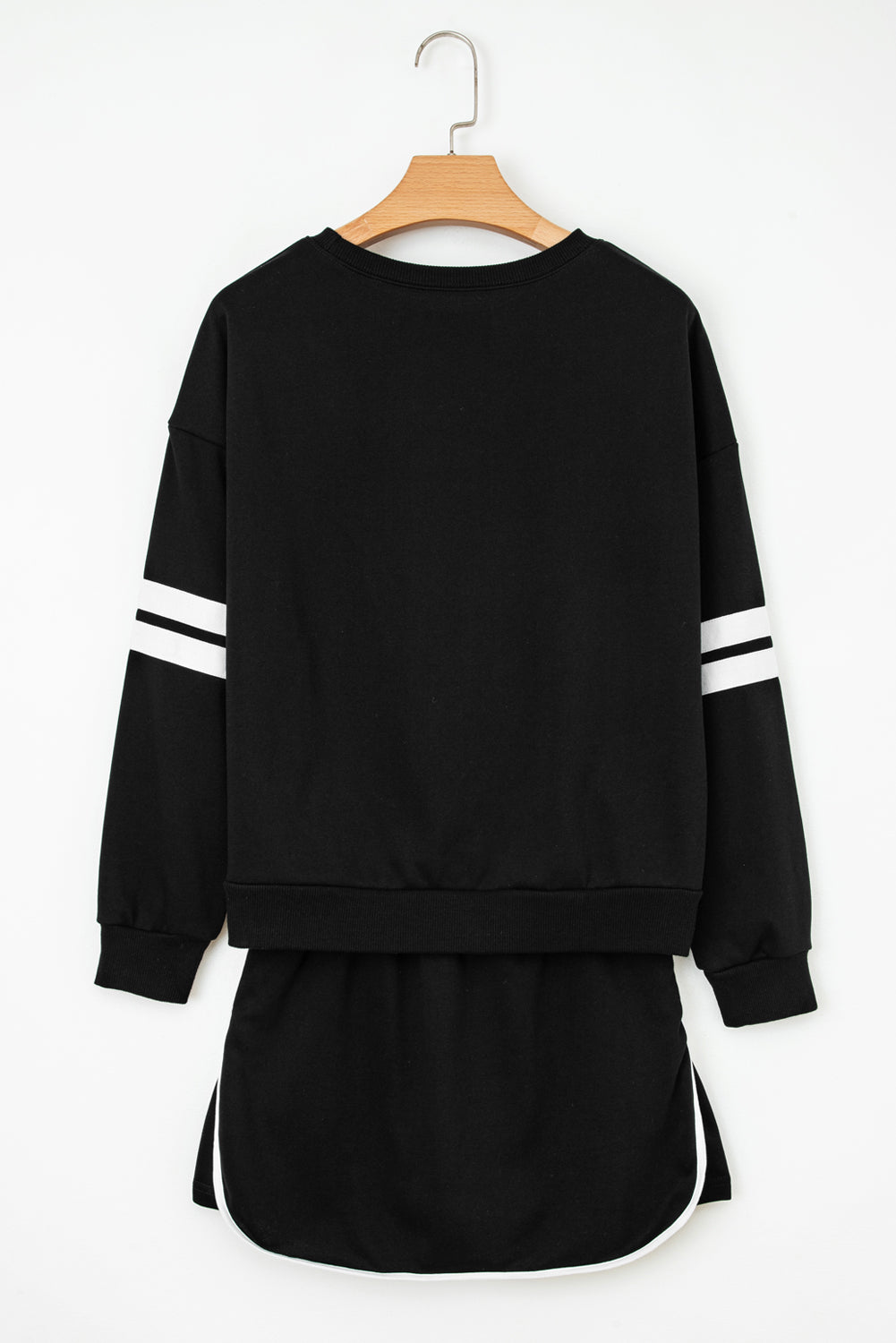 Varsity Stripe Pullover and Mini Skirt Two Piece Set
