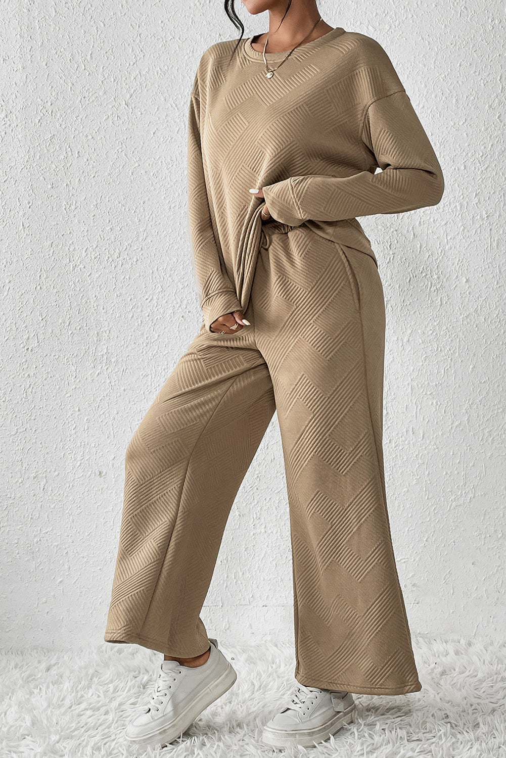 Women Ultra Loose Textured 2pcs Slouchy Outfit
