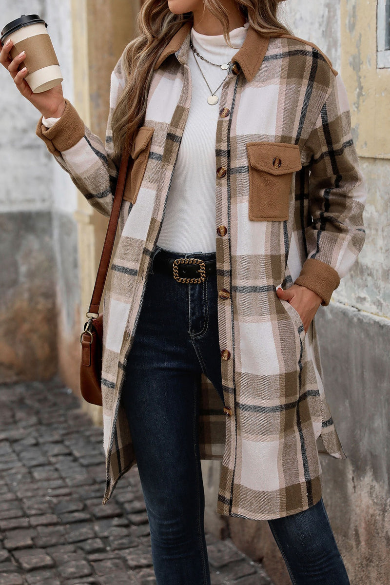 Cozy Warm Plaid Long Shacket Jacket for Women
