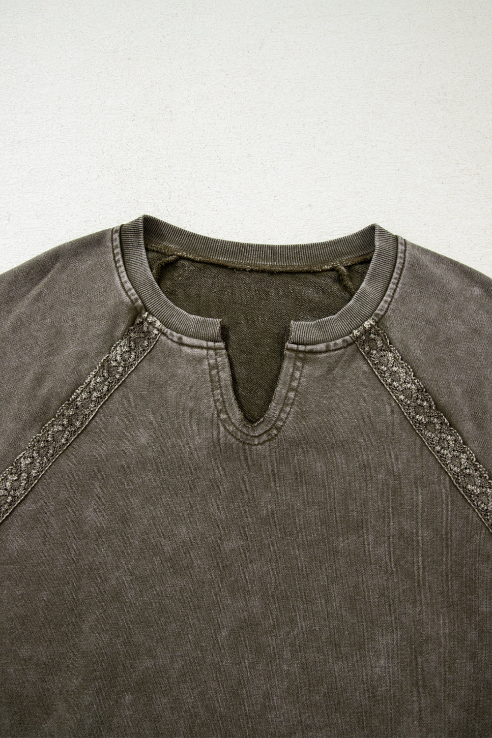 Vintage Lace Patch Mineral Wash Oversized Sweatshirt