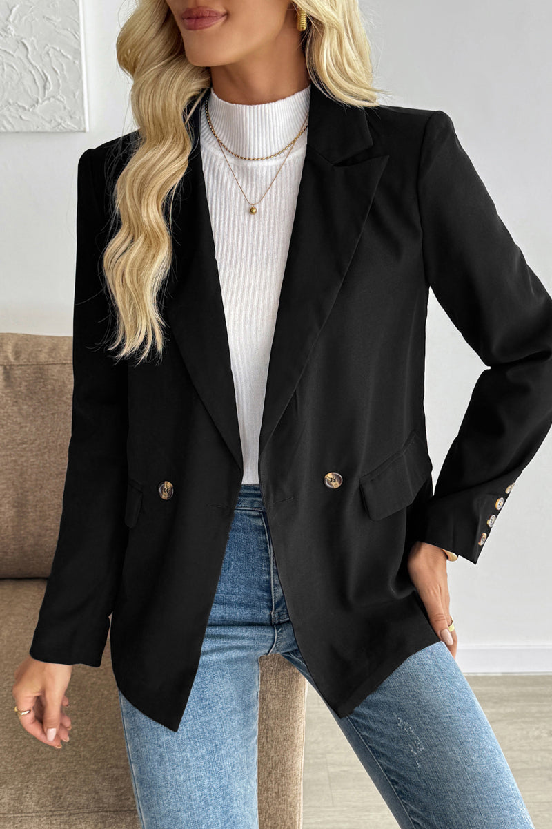 Women's Casual Black Blazer Jacket with Lapel