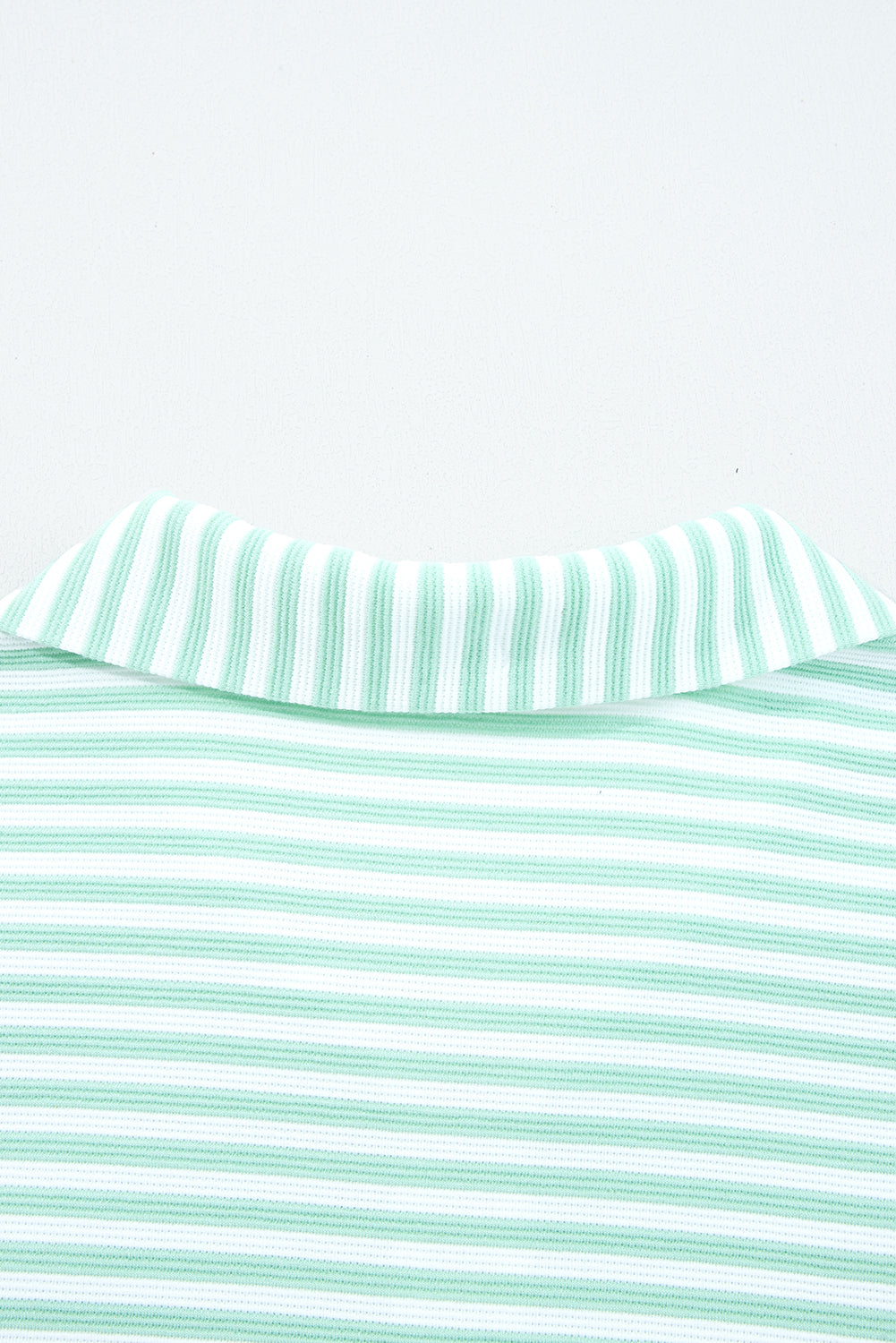Stripe Quarter Zip Collar Pullover Long Sleeve Top