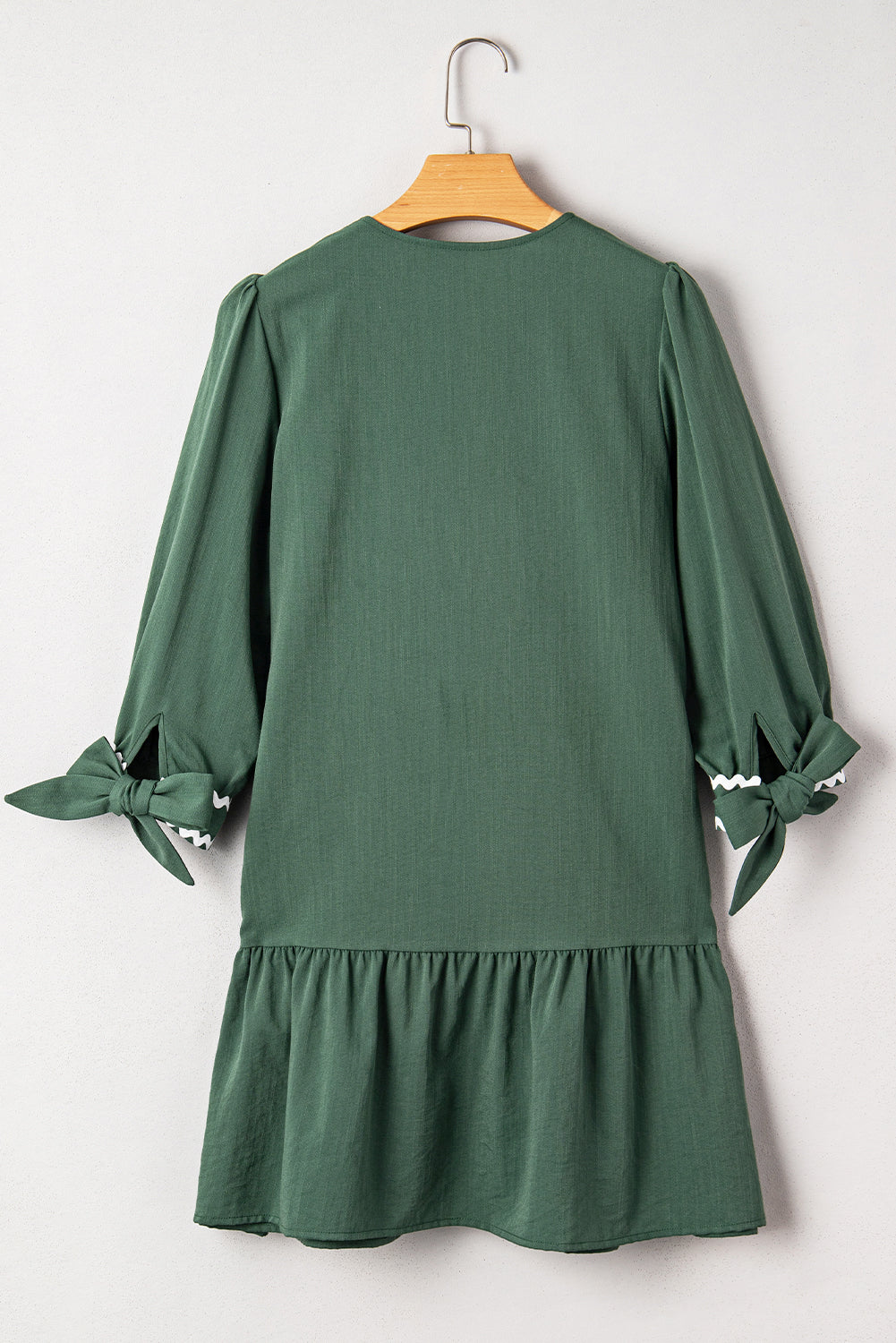 Contrast Ricrac Trim V Neck Button Shift Dress
