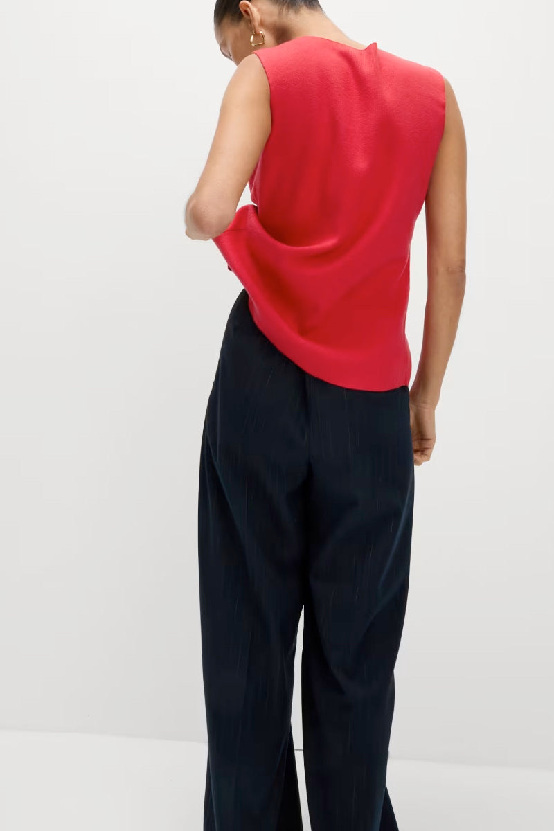 Womens Soft V Neck Button Up Knit Vest Top