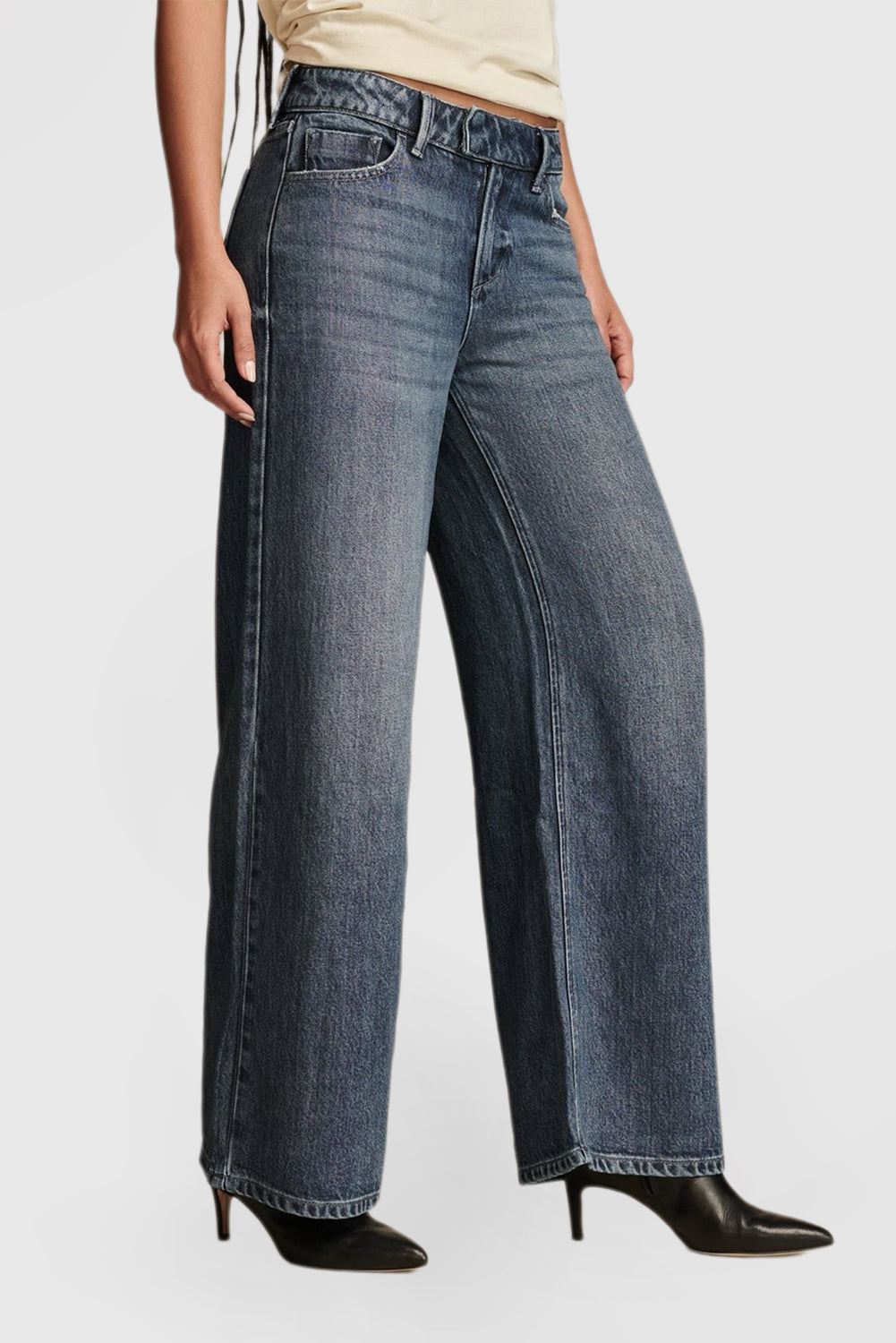 Wide-Leg Liquid Denim Luxe Palazzo Pants