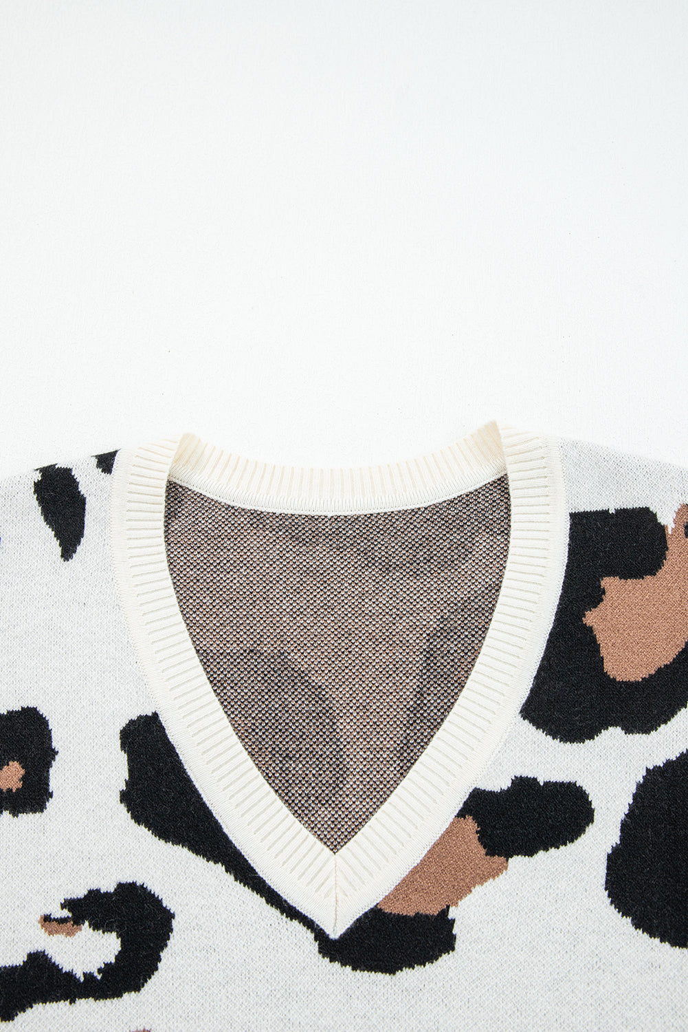 Stream Leopard Print Color Block Patchwork V Neck Sweater