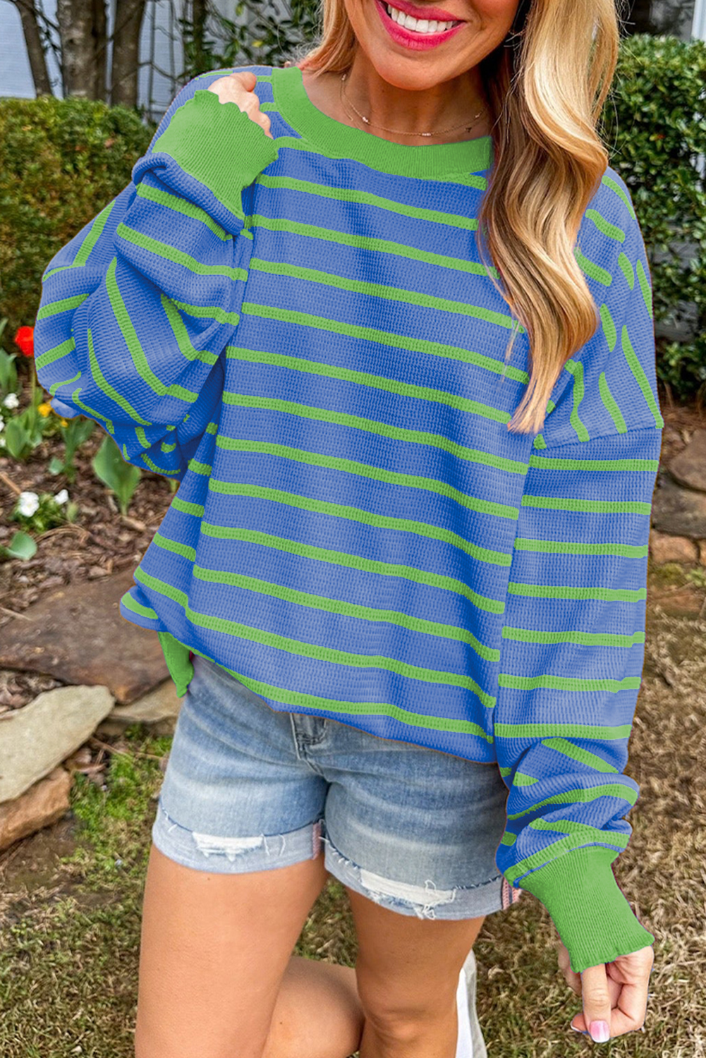 Thanksgiving Vibe Orange Pink Stripe Knit Sweater