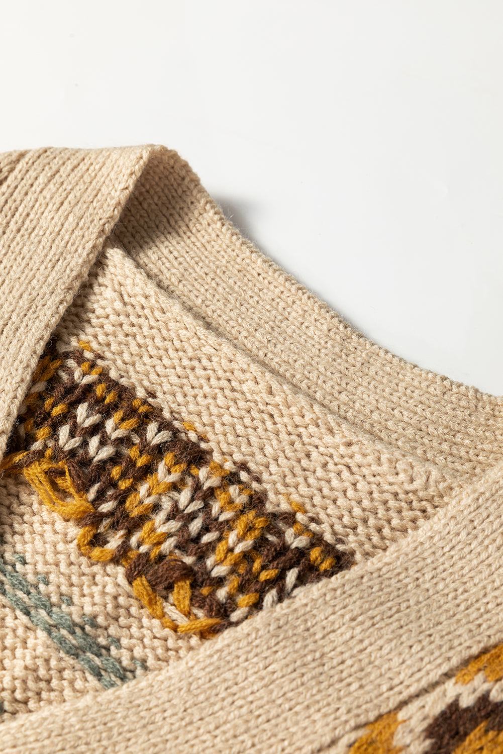 Western Knit V Neck Button Cardigan Sweater