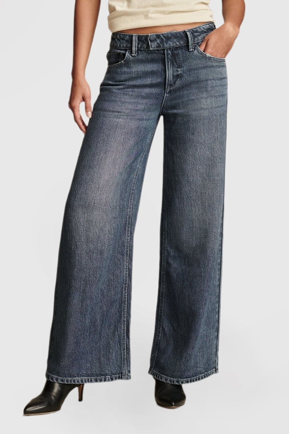 Wide-Leg Liquid Denim Luxe Palazzo Pants
