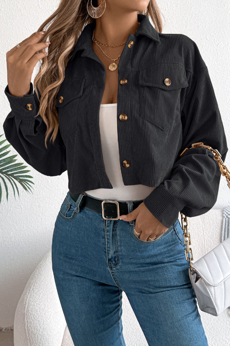 Corduroy Cropped Button Down Shacket | Casual Fall Jacket