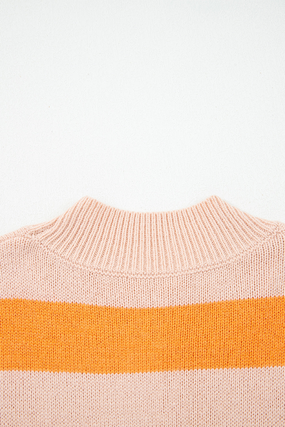 Stripe Color Block High Neck Drop Shoulder Cozy Sweater