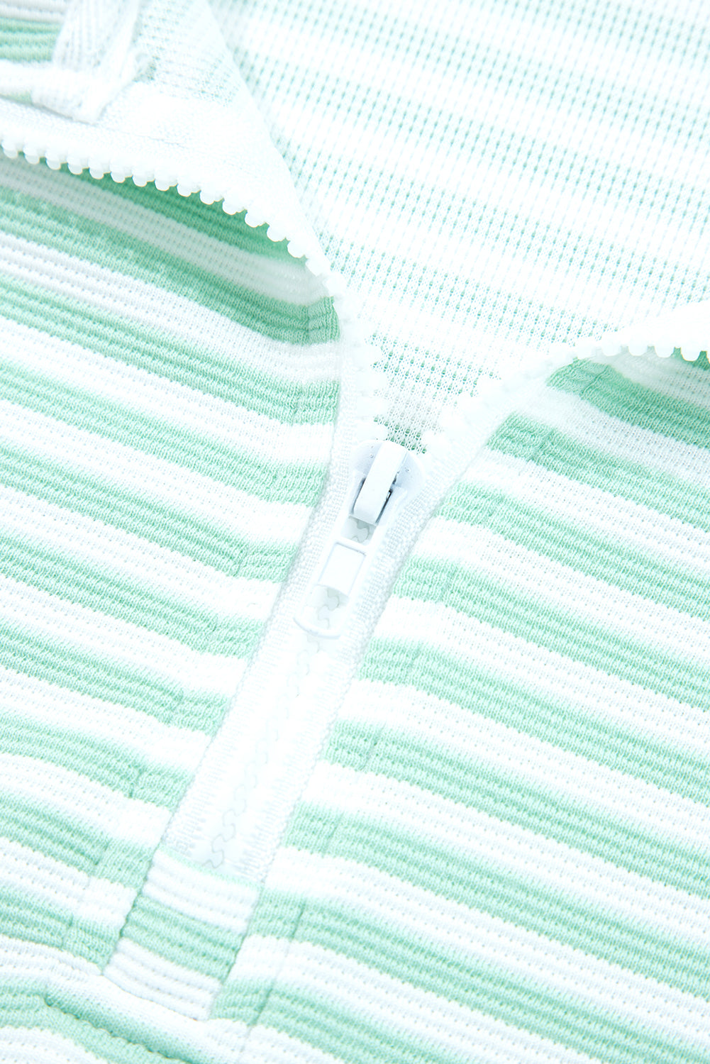 Stripe Quarter Zip Collar Pullover Long Sleeve Top