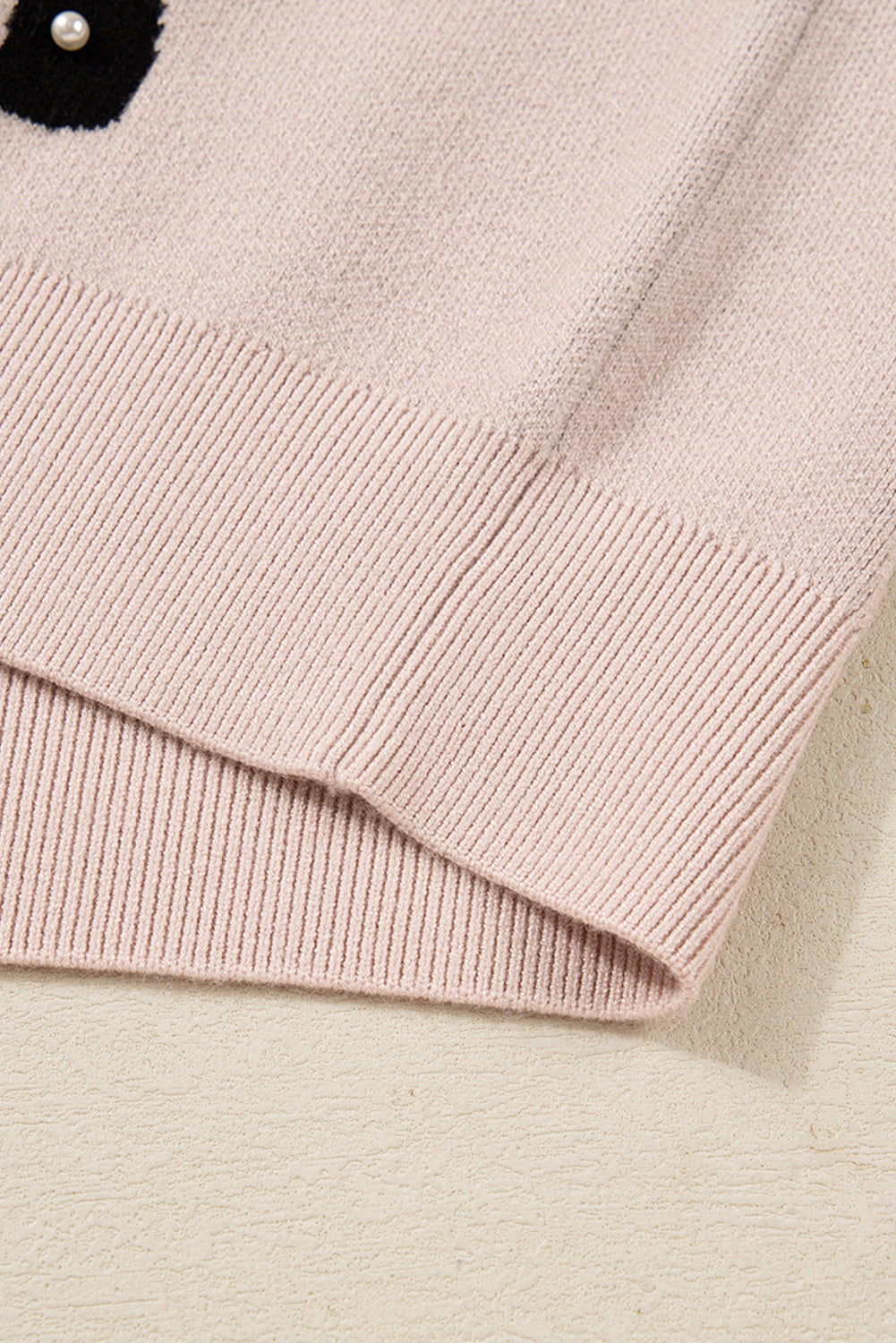 Pearl Embellished Bow Pattern Loose Sweater