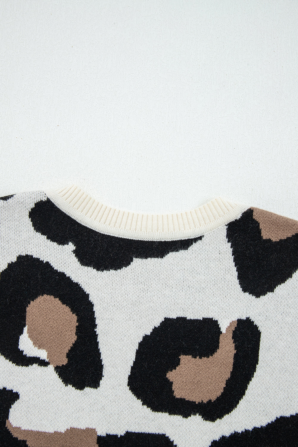 Stream Leopard Print Color Block Patchwork V Neck Sweater