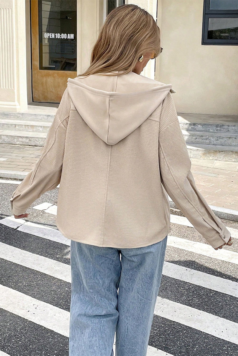 Oversized Hooded Knit Textured Streetwear Shacket