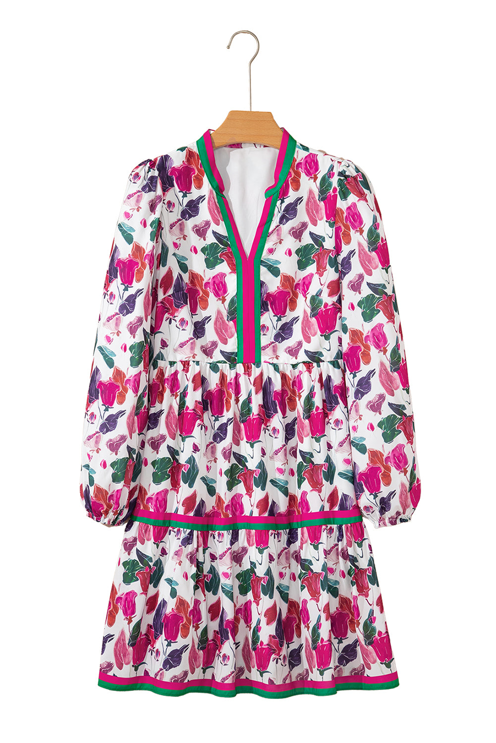 Street Style Floral Print Long Sleeve Mini Dress