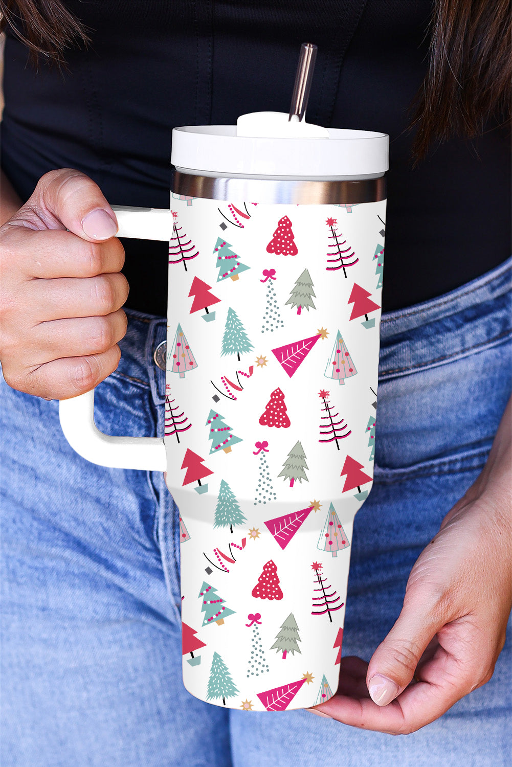 Cartoon Christmas Tree Printed 40oz Travel Tumbler