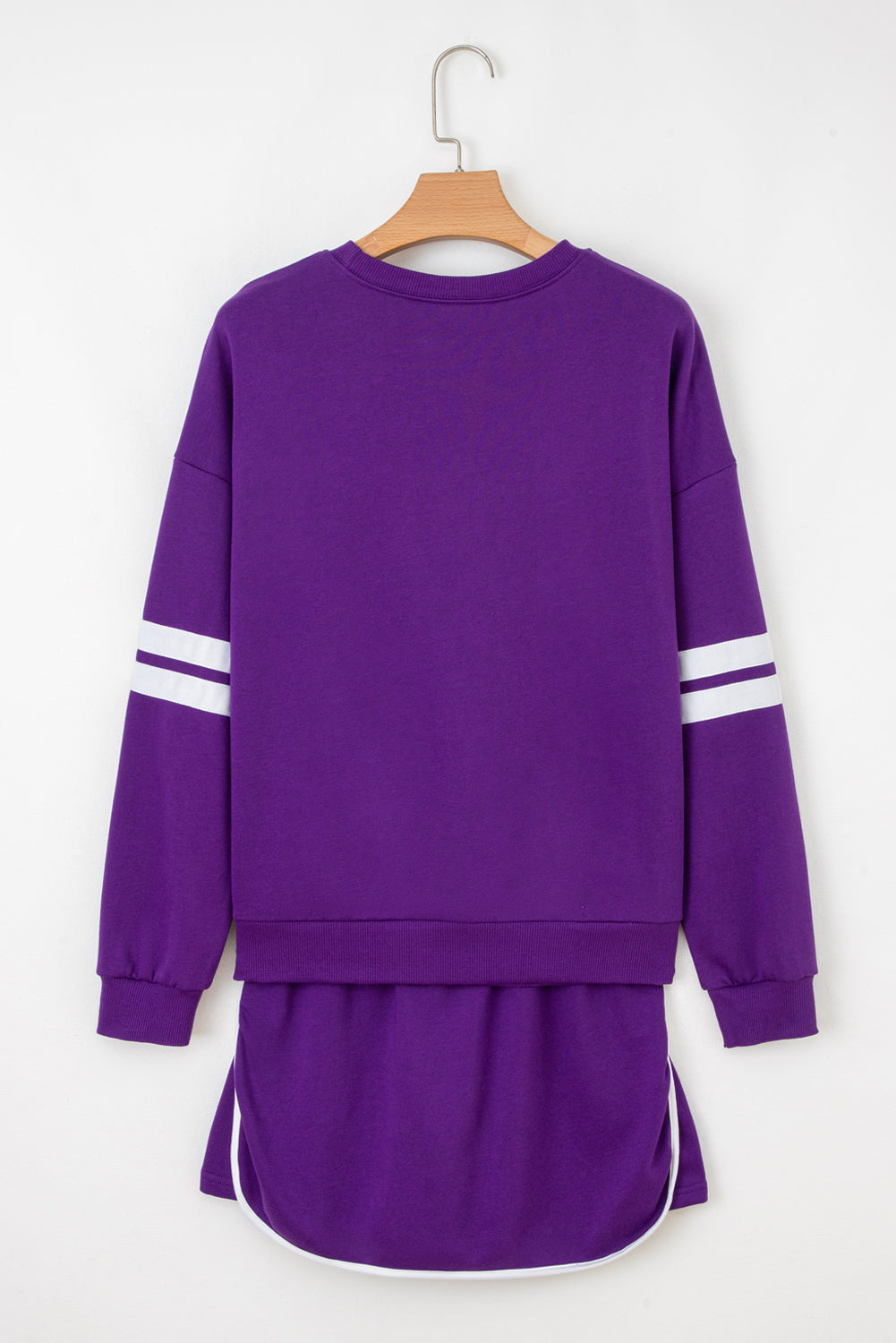 Varsity Stripe Pullover and Mini Skirt Two Piece Set
